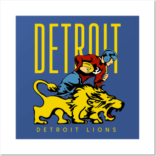 detroit lions yellow retro grunge Posters and Art